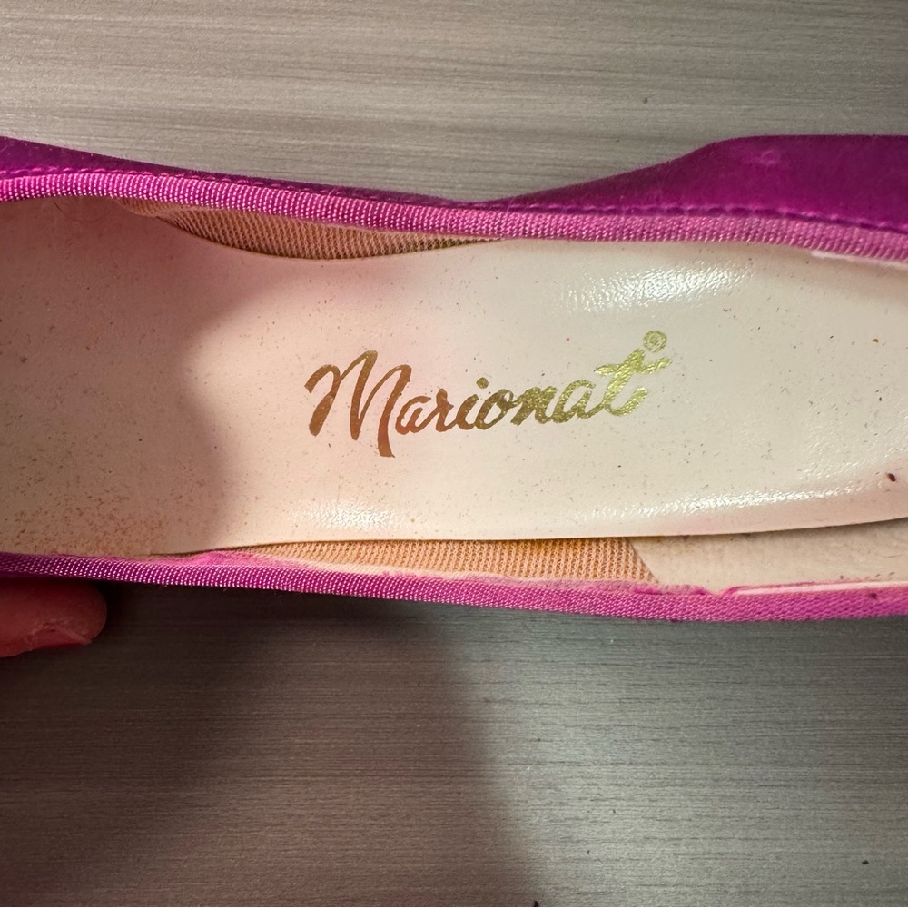 💖 Marionat Vintage Beaded Fuchsia Satin Heels — Size 7 - Picture 8 of 10